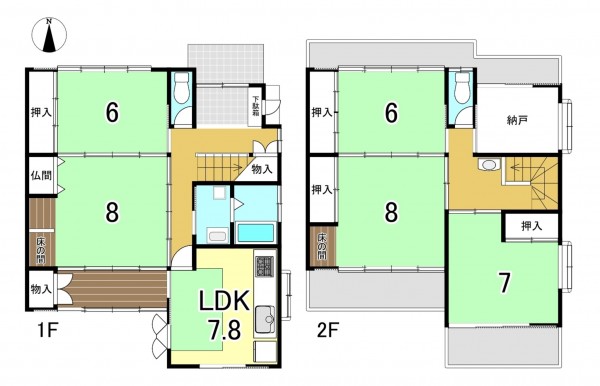 一宮市開明、中古一戸建ての間取り画像です