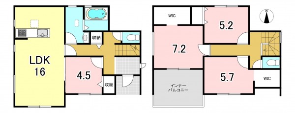 一宮市北今、新築一戸建ての間取り画像です