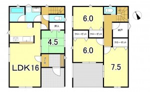 一宮市奥町、中古一戸建ての間取り画像です