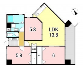 一宮市北方町中島、マンションの間取り画像です