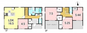 一宮市大赤見、新築一戸建ての間取り画像です
