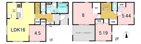 一宮市大赤見、新築一戸建ての間取り画像です