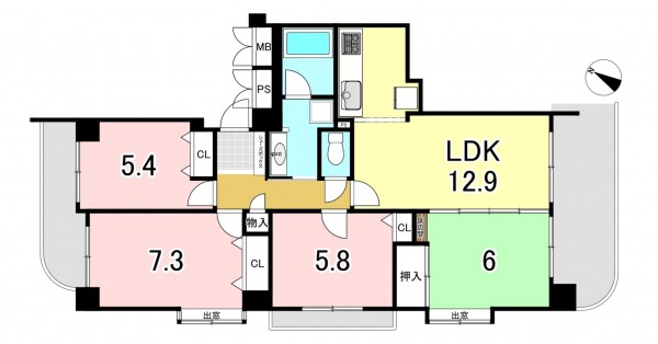 一宮市苅安賀、マンションの間取り画像です