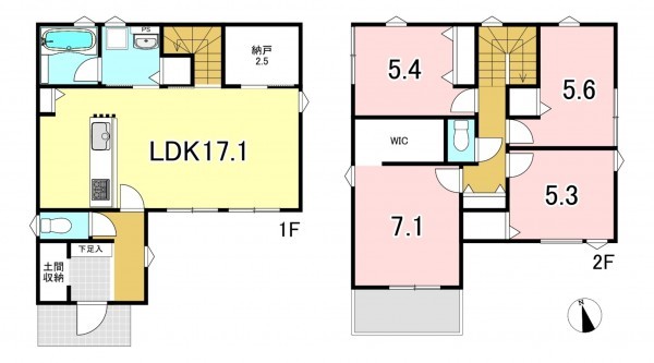 一宮市新生、新築一戸建ての間取り画像です
