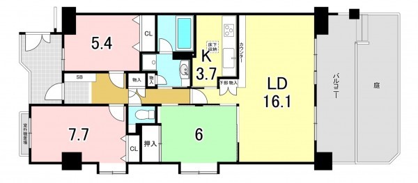 一宮市北方町北方、マンションの間取り画像です