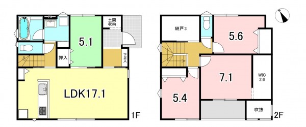 一宮市大和町宮地花池、新築一戸建ての間取り画像です