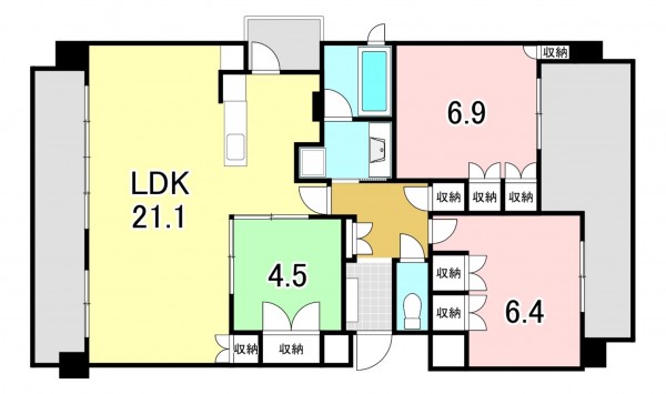 一宮市南出町、マンションの間取り画像です