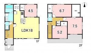 一宮市三条、新築一戸建ての間取り画像です