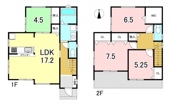 一宮市三条、新築一戸建ての間取り画像です