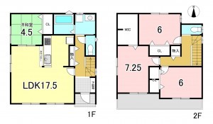 一宮市三条、新築一戸建ての間取り画像です