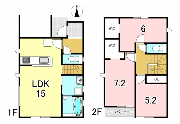 一宮市馬見塚、新築一戸建ての間取り画像です