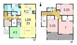一宮市奥町、新築一戸建ての間取り画像です