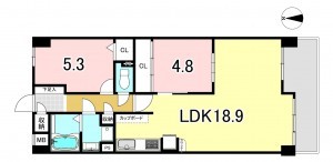 一宮市木曽川町黒田、マンションの間取り画像です