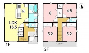 一宮市両郷町、新築一戸建ての間取り画像です