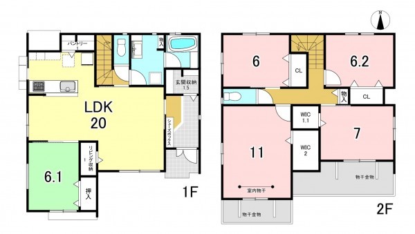 一宮市大和町馬引、新築一戸建ての間取り画像です
