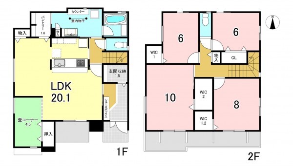 一宮市大和町馬引、新築一戸建ての間取り画像です