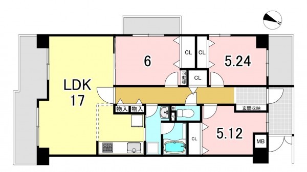 一宮市今伊勢町馬寄、マンションの間取り画像です