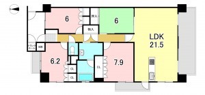 一宮市大宮、マンションの間取り画像です