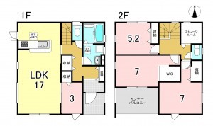 一宮市三条、新築一戸建ての間取り画像です