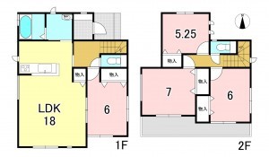 一宮市浅井町小日比野、新築一戸建ての間取り画像です