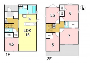 一宮市千秋町加納馬場、新築一戸建ての間取り画像です