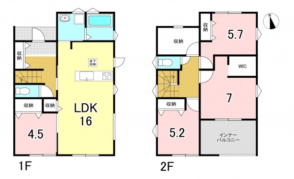 一宮市千秋町加納馬場、新築一戸建ての間取り画像です