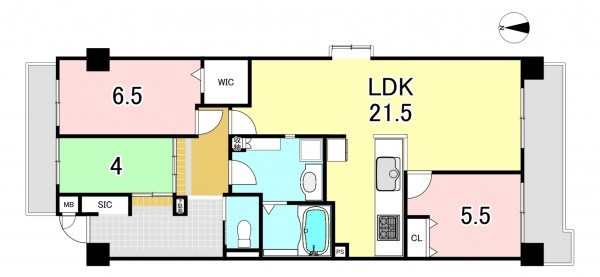 一宮市長島町、マンションの間取り画像です