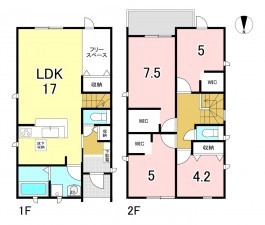 一宮市北方町北方、新築一戸建ての間取り画像です