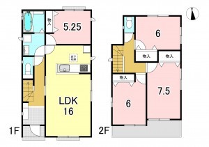 一宮市三ツ井、新築一戸建ての間取り画像です