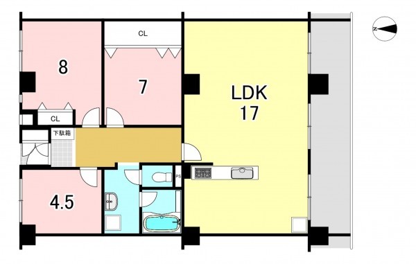 一宮市新生、マンションの間取り画像です