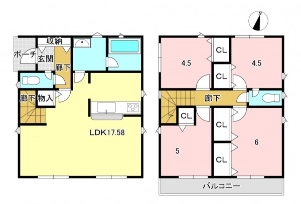 一宮市多加木、新築一戸建ての間取り画像です
