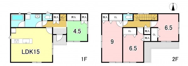 一宮市開明、中古一戸建ての間取り画像です