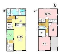 一宮市今伊勢町馬寄、新築一戸建ての間取り画像です