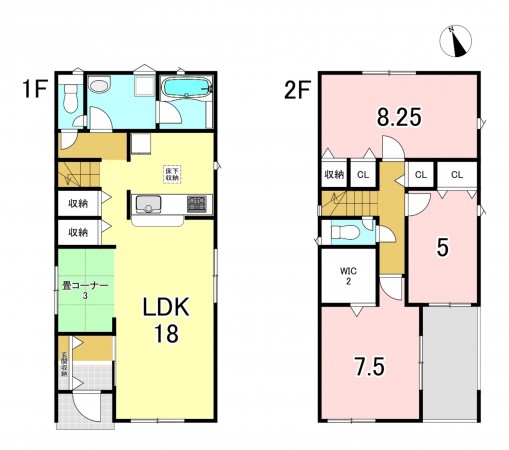 一宮市今伊勢町馬寄、新築一戸建ての間取り画像です