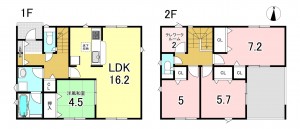 一宮市祐久、新築一戸建ての間取り画像です