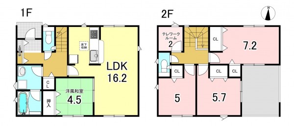一宮市祐久、新築一戸建ての間取り画像です