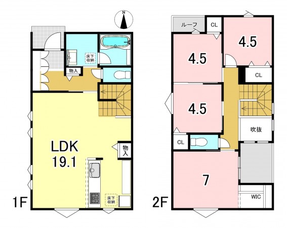一宮市音羽、新築一戸建ての間取り画像です