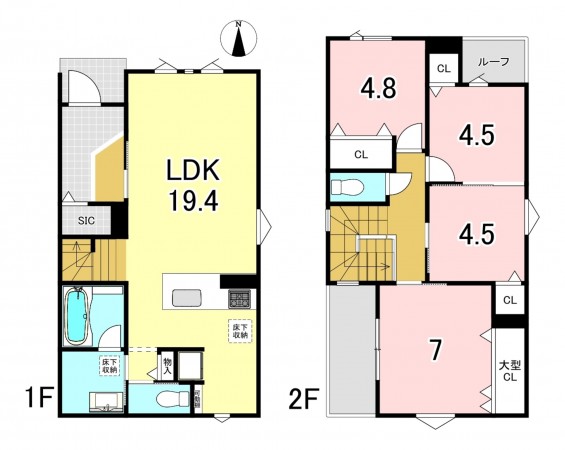 一宮市音羽、新築一戸建ての間取り画像です
