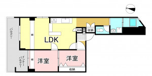一宮市新生、マンションの間取り画像です