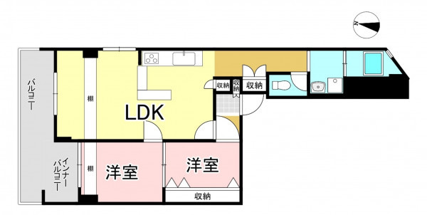 一宮市新生、マンションの間取り画像です