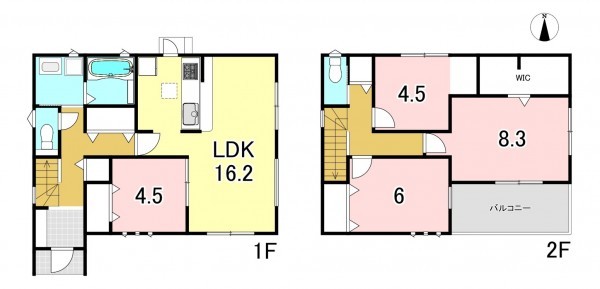 一宮市今伊勢町馬寄、新築一戸建ての間取り画像です