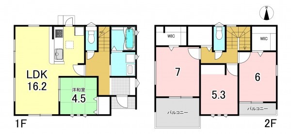 一宮市今伊勢町馬寄、新築一戸建ての間取り画像です