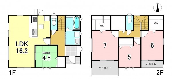 一宮市今伊勢町馬寄、新築一戸建ての間取り画像です