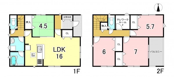一宮市大毛、新築一戸建ての間取り画像です