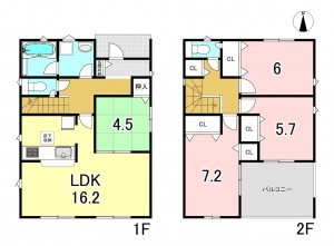 一宮市大毛、新築一戸建ての間取り画像です