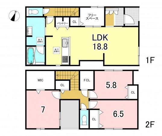 一宮市大和町妙興寺、新築一戸建ての間取り画像です