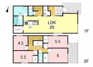 一宮市大和町妙興寺、新築一戸建ての間取り画像です
