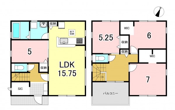 一宮市今伊勢町本神戸、新築一戸建ての間取り画像です