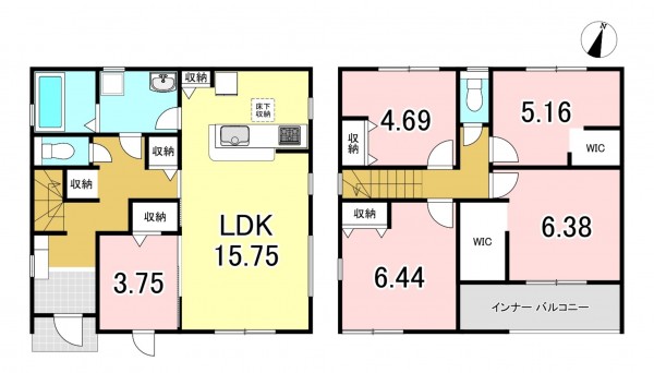 一宮市今伊勢町本神戸、新築一戸建ての間取り画像です