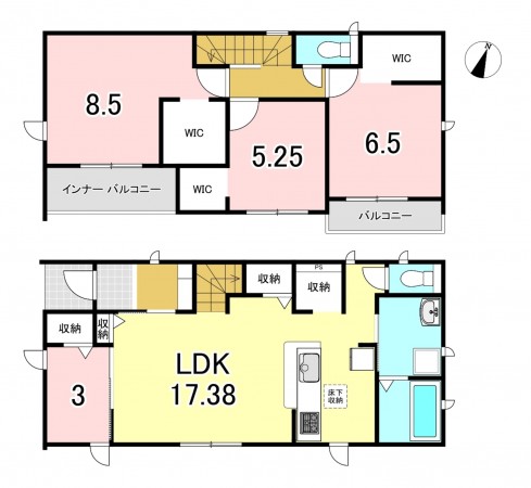一宮市今伊勢町本神戸、新築一戸建ての間取り画像です